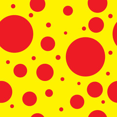 red dots on yellow background seamless pattern