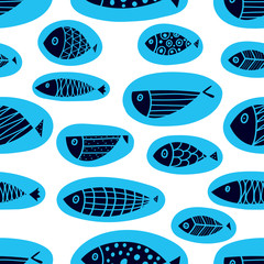 Cute fish. Seamless pattern. Can be used in textile industry, paper, background.