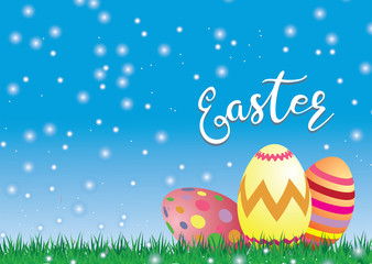 Easter Blue Background. Vector Illustration.