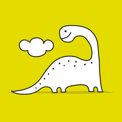 Funny dinosaur, childish style. Sketch for your design