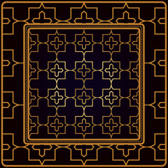 Festive Colorful Geometric Pattern. Vector Illustration. For Print Bandanna, Tablecloth, Fabric Print, Fashion. Black bronze color