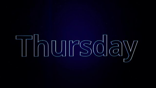 Thursday Title. Word "Thursday" animation. Animated Movie Text - Thursday