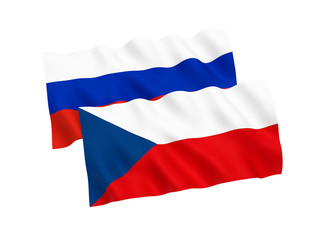 Flags of Russia and Czech Republic on a white background