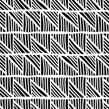 Simple black and white seamless pattern. Striped print for textiles. Vector illustration.