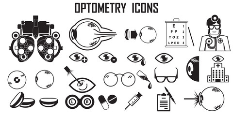optometry eye icons vector.