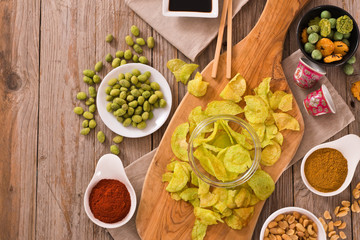 Wasabi flavour potato crisps.