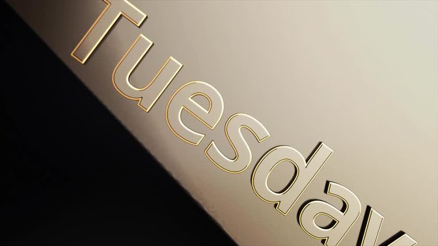 Animated Movie Text - Tuesday. Neon text of day of the week TUESDAY