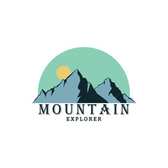 Fototapeta na wymiar Forest, Mountain Adventure Logo, Explorer, Badge Vector Design, Sign, Icon Template