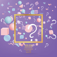 3d figures realistic vector primitives composition with question signs