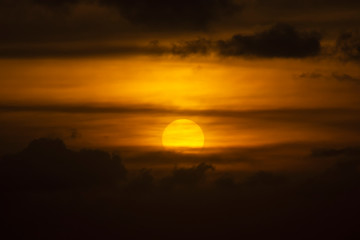 Obraz premium Sunset sky with silhouette cloud and mouatain