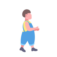 fat boy walking obese character concept full length flat