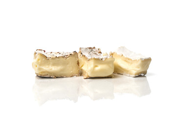 blue cheese white cheese on white background.