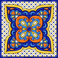 Mexican talavera ceramic tile pattern. Ethnic folk ornament.