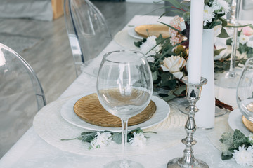 wine glass table wax candle