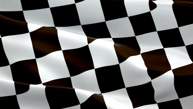 Checkered flag video waving in wind. Isolated Waving Checkered Flag. Chequered Flag Looping Closeup 1080p Full HD 1920X1080 footage. Checkered Black white Start Finish Win Race flags footage video