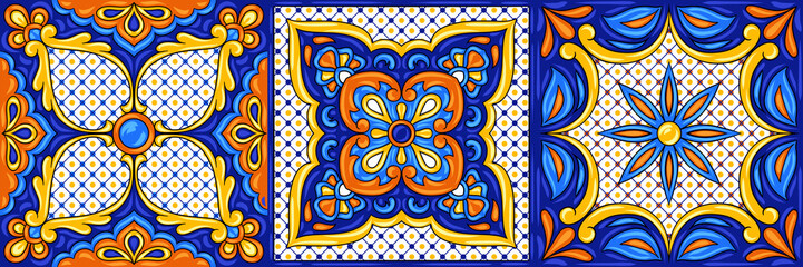 Mexican talavera ceramic tile pattern. Ethnic folk ornament.