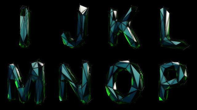 Alphabet from plastic isolated on black background. 4K