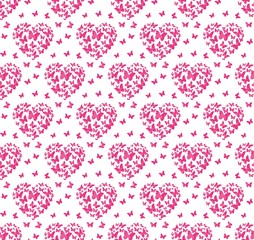 Butterfly and heart seamless vector pattern
