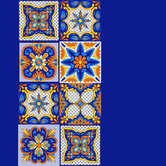 Mexican talavera ceramic tile pattern. Ethnic folk ornament.