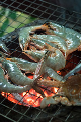 Fresh banana shrimp grilled