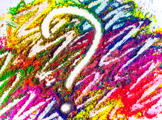 Symbol of question mark on bright colorful background