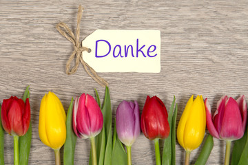 Tulpen und Karte: Danke!
