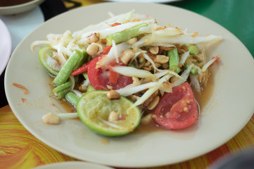 Somtum or Thai papaya salad 