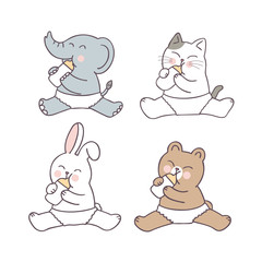 Cartoon cute animals feeding milk vector.