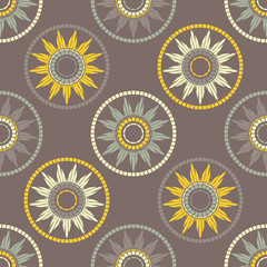 Polka dot seamless pattern. Ethnic sun. Geometric background. Can be used for wallpaper, textile, invitation card, wrapping, web page background.
