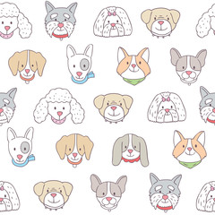 Cartoon cute dogs seamless pattern vector.
