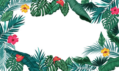 Fototapeta premium Tropical leaves isolated on white background