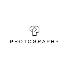 Letter P logo icon design template element for photography