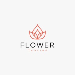 Lotus Flower Logo abstract Beauty Spa salon Cosmetics brand Linear style. Looped Leaves Logotype design vector Luxury Fashion template