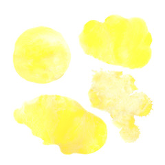 Watercolor yellow spot isolated on white background