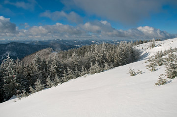 frosty day on the top of the mountain