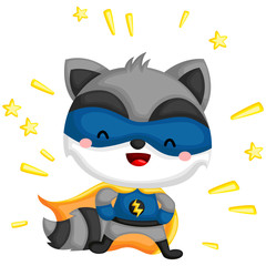 a vector of a raccoon dressed as superhero