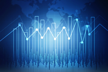 2d rendering Stock market online business concept. business Graph 