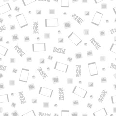 Mobile phones on a white background. Seamless pattern. Vector illustration.
