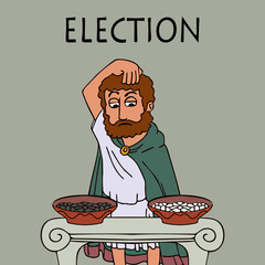 ancient greek man chooses who to vote for