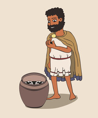 ancient greek man going to vote with pebble