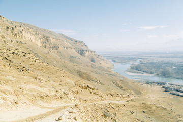 Beautiful mountain views in Gori, Georgia. Sights and nature for screensaver.