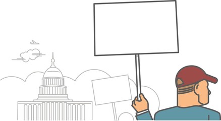 protest banner in hand