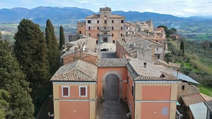 Aerial view of Filacciano with Del Drago castle near Rome, Italy