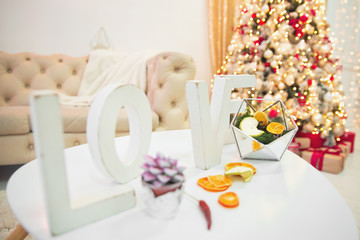 Love. Large white wooden letters 