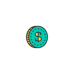 coin icon line design. Business icon vector design