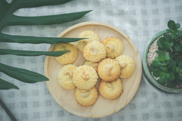 cookies on wooden plate