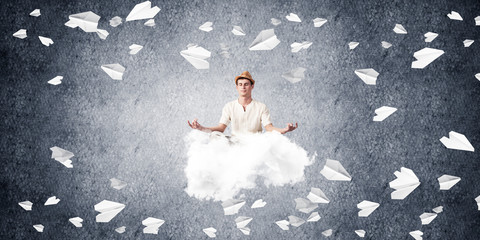 Young man keeping mind conscious.