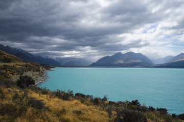 Mount Cook national park with lake pulaski