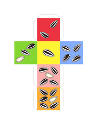 ヒマワリの種のサイコロのペーパークラフト