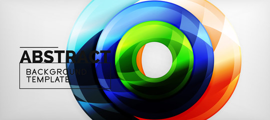 Fototapeta premium Modern geometric circles abstract background, colorful round shapes with shadow effects